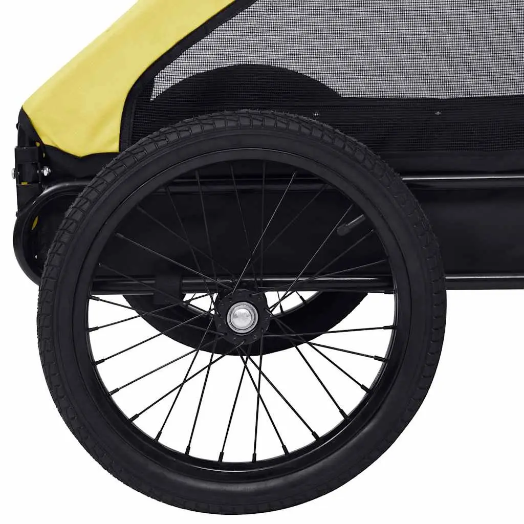 Pet Bike Trailer Steel Yellow Foldable Oxford Fabric