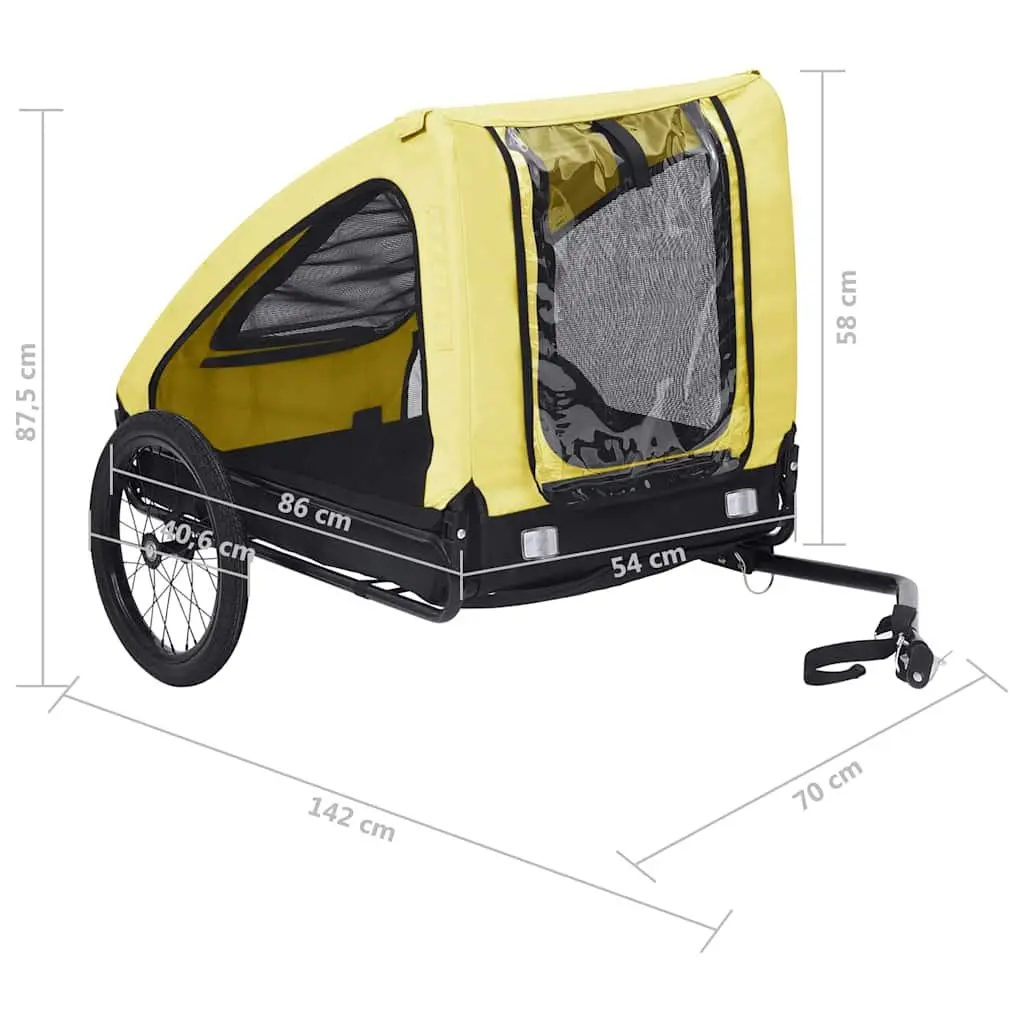 Pet Bike Trailer Steel Yellow Foldable Oxford Fabric