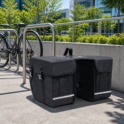 Double Bicycle Pannier Bag 35L Waterproof Reflective Cycling Storage Rack