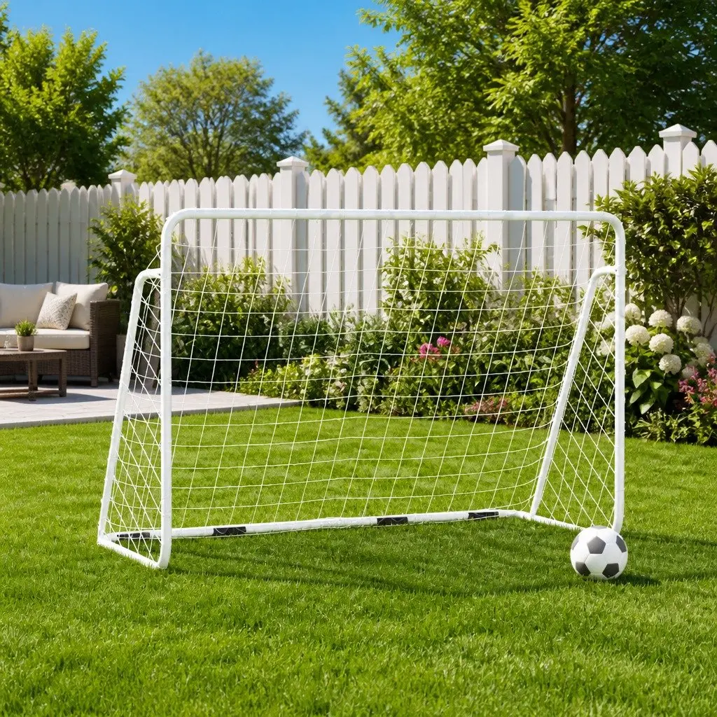 Football Goal Steel Frame 180x90x120 cm White Outdoor Sports