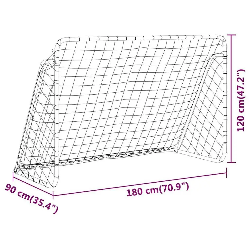 Football Goal Steel Frame 180x90x120 cm White Outdoor Sports