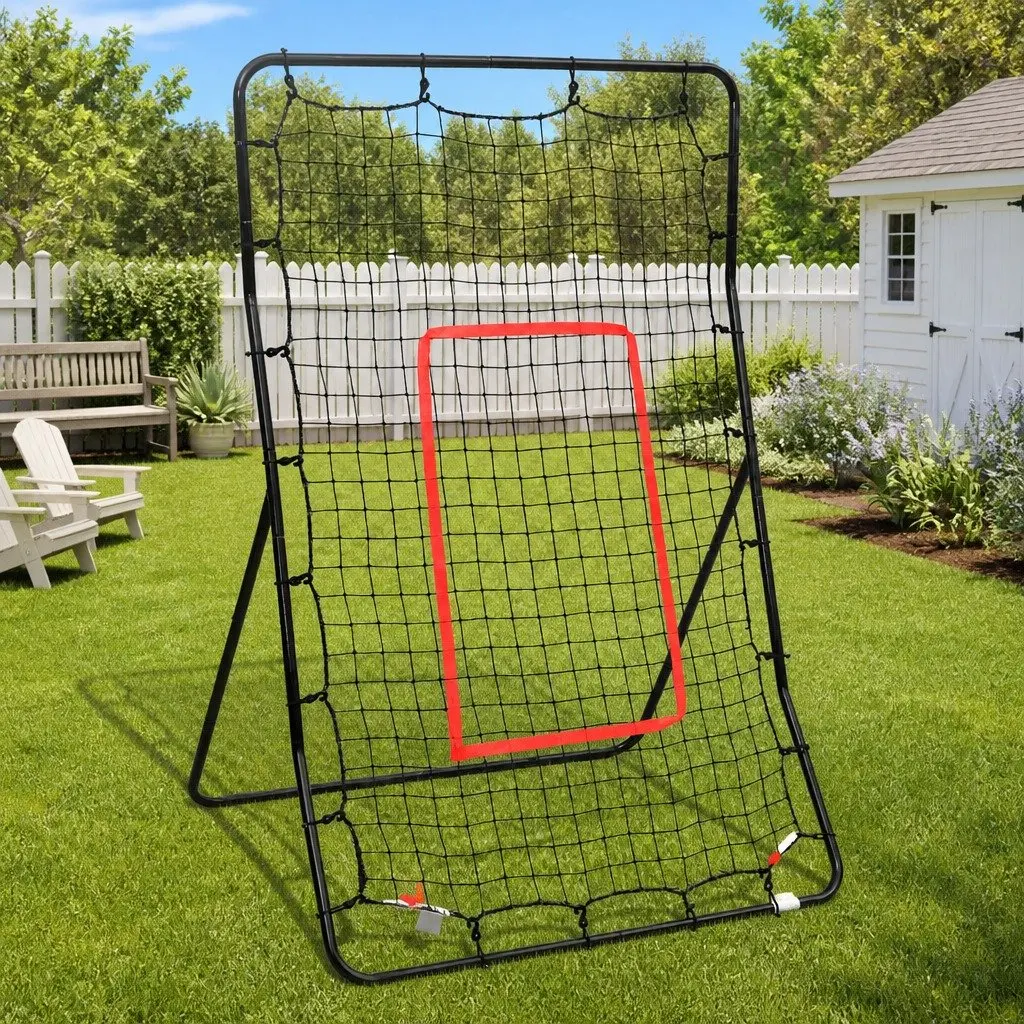 Softball Rebounder Steel Frame PE Net 88x79x137cm Training Equipment Black