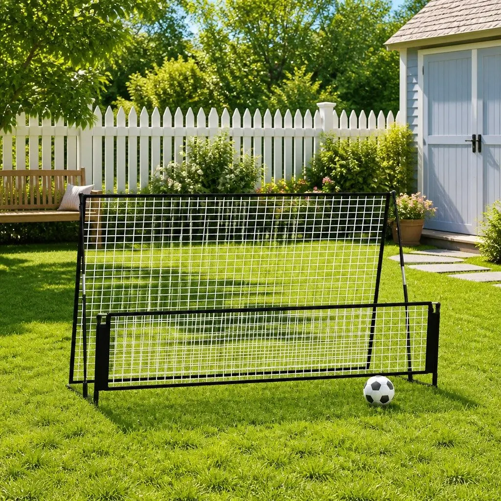 Soccer Rebounder Football Goal Portable Training Net Steel 202x104x120cm Black