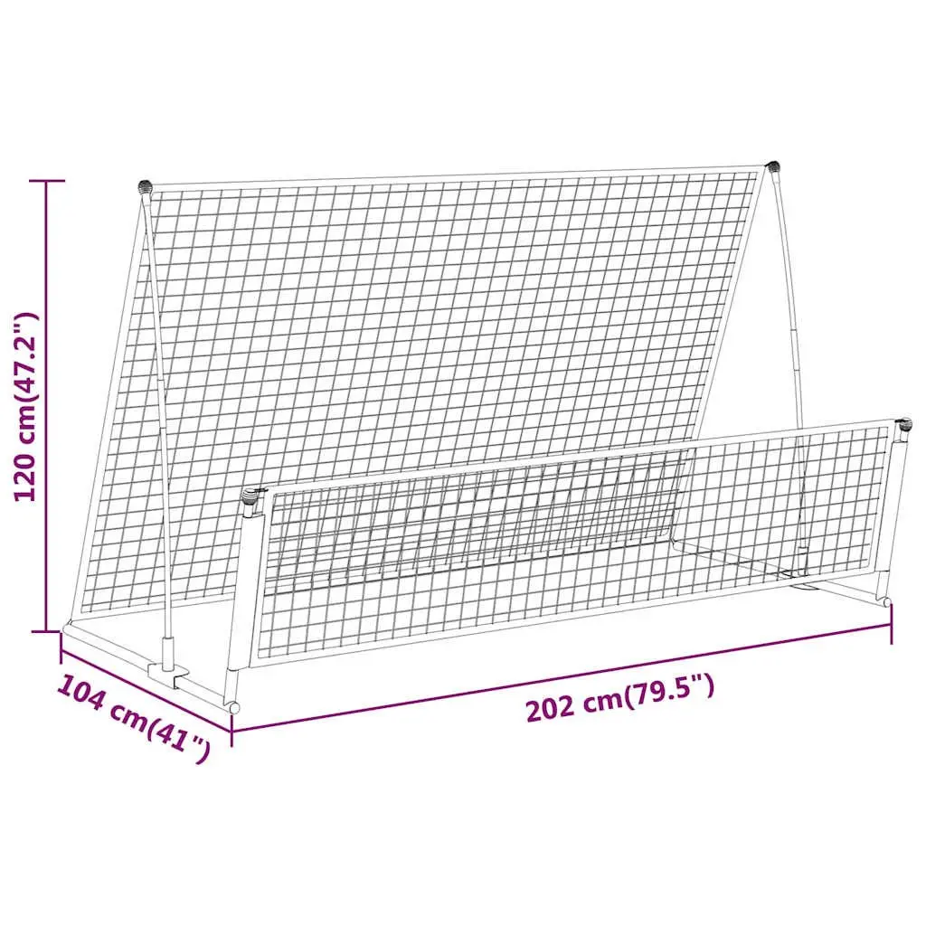 Soccer Rebounder Football Goal Portable Training Net Steel 202x104x120cm Black