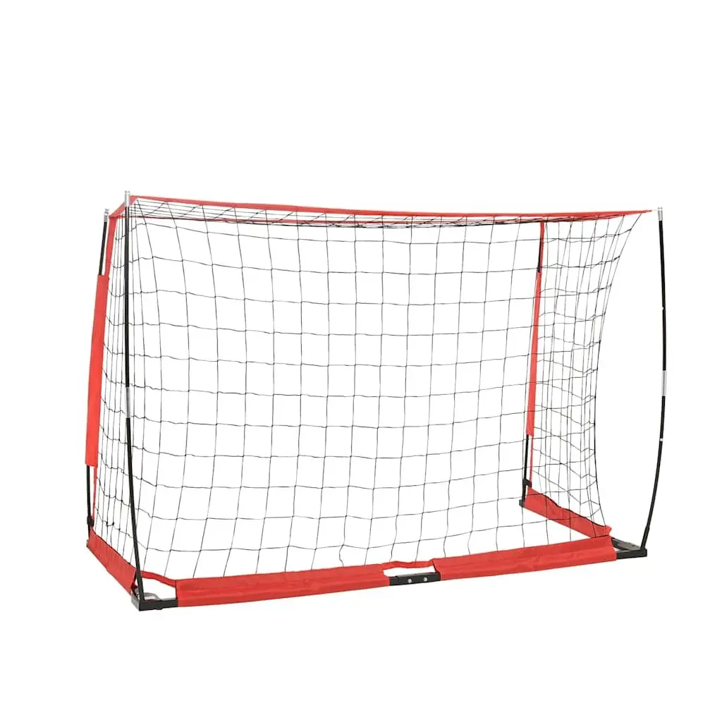 Soccer Goal Steel Frame Polyester Net Foldable Portable Black 184 x 91 x 124.5 cm