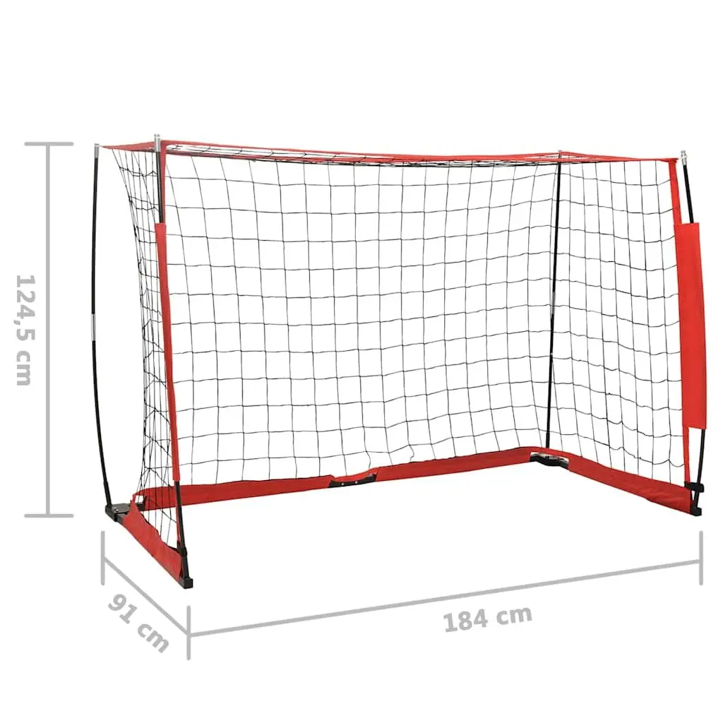 Soccer Goal Steel Frame Polyester Net Foldable Portable Black 184 x 91 x 124.5 cm