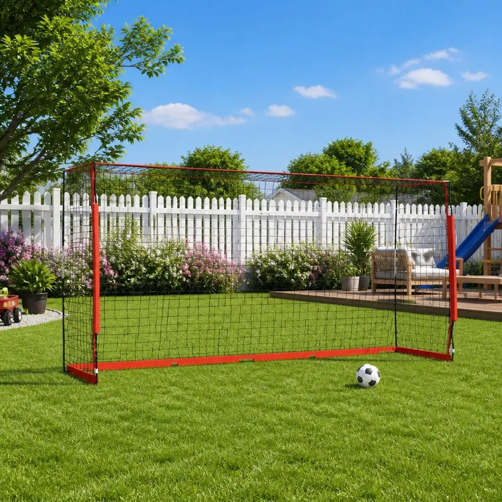 Foldable Soccer Goal Steel Frame 366.5x91x183 cm Black