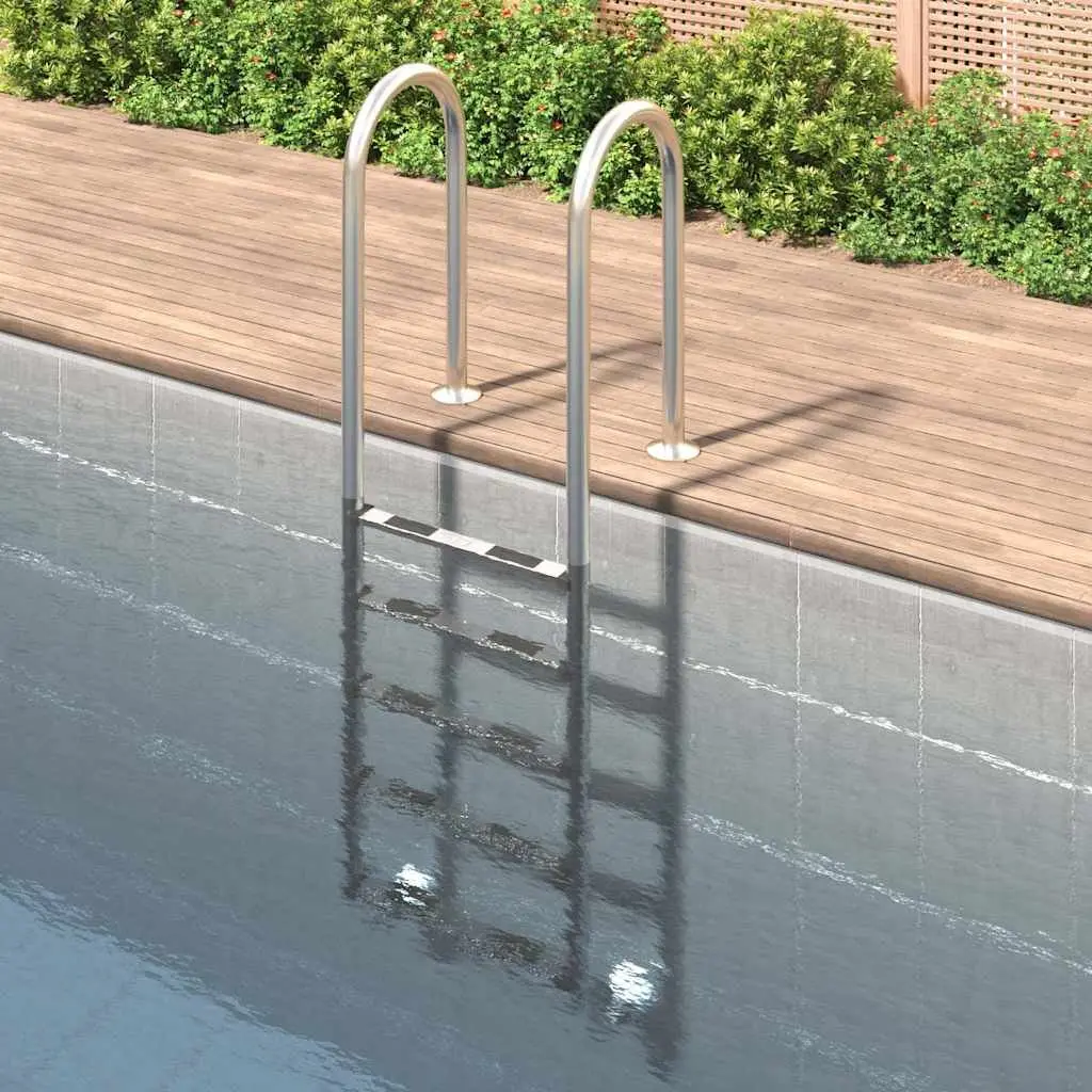 Stainless Steel Pool Ladder 54x38x211cm with Non-Slip Steps Silver Spa Access for Safe Entry and Exit