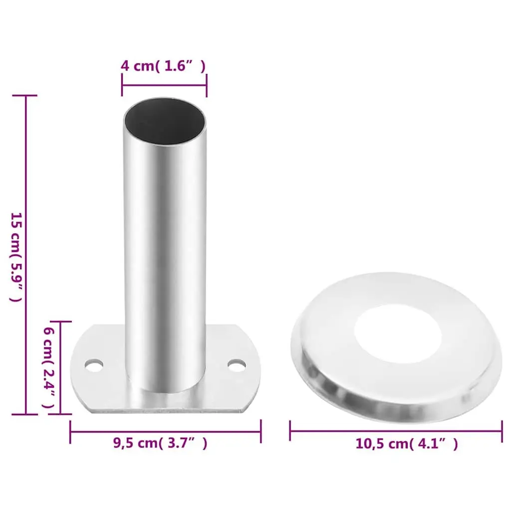 Stainless Steel Pool Ladder Handrail Brackets 2 Piece Silver Mounting Hardware Set