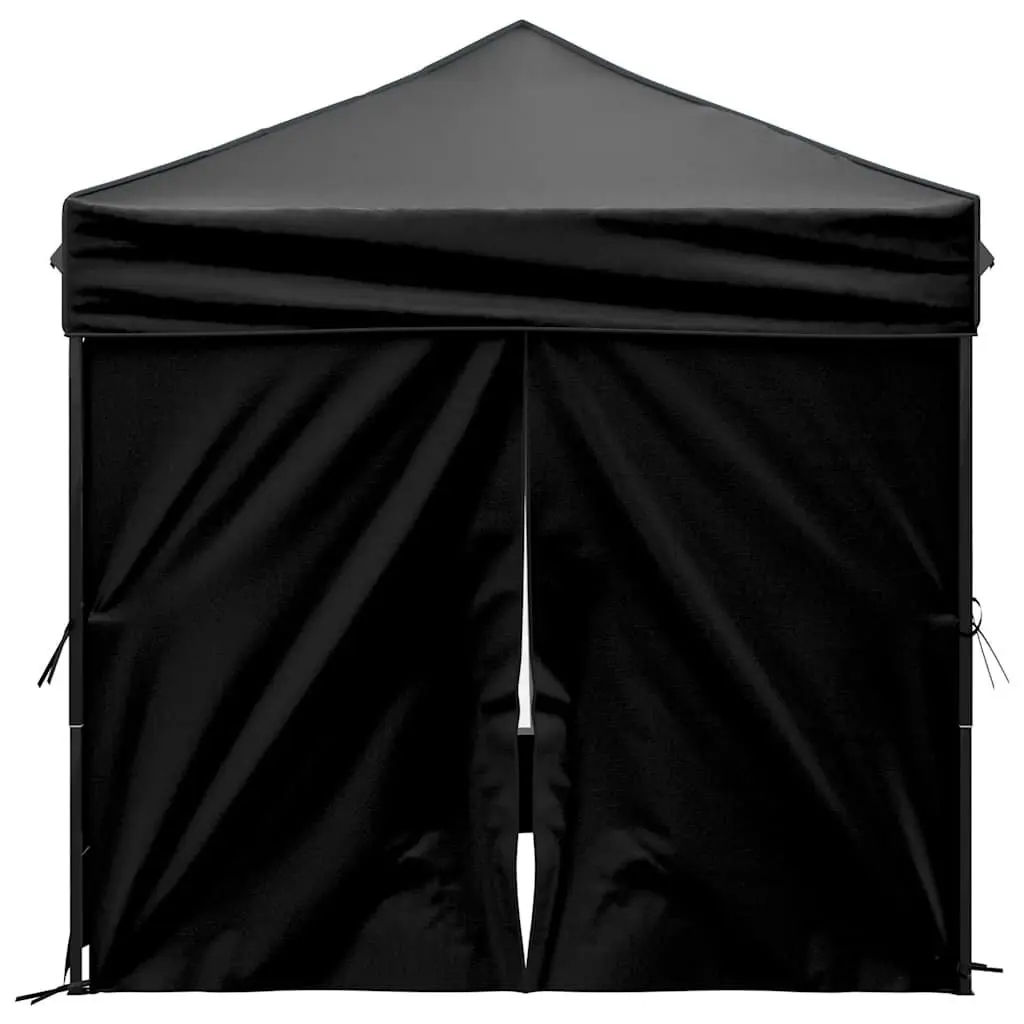 Folding Canopy Tent Outdoor 2x2m Black with Side Walls UV Resistant Water Resistant