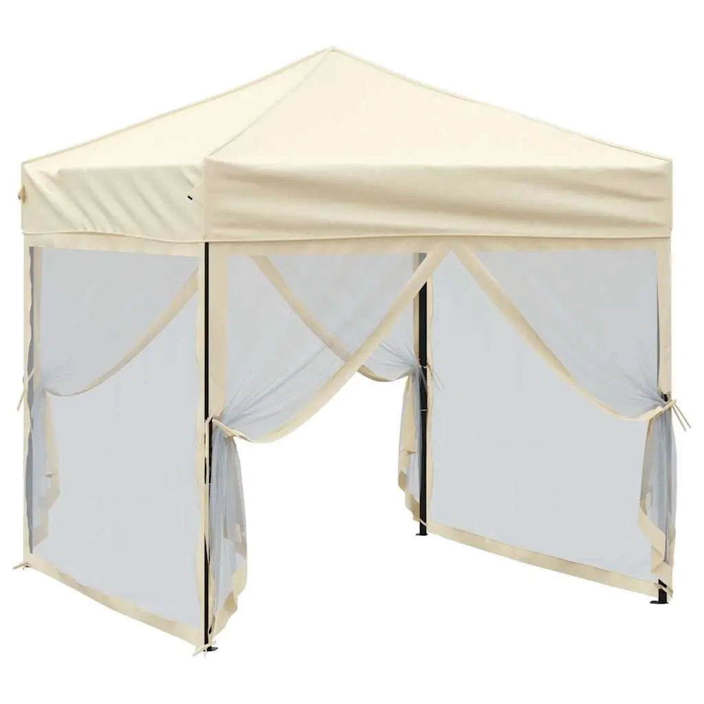 Folding Party Tent with Sidewalls Cream 2x2 m Outdoor Gazebo Canopy