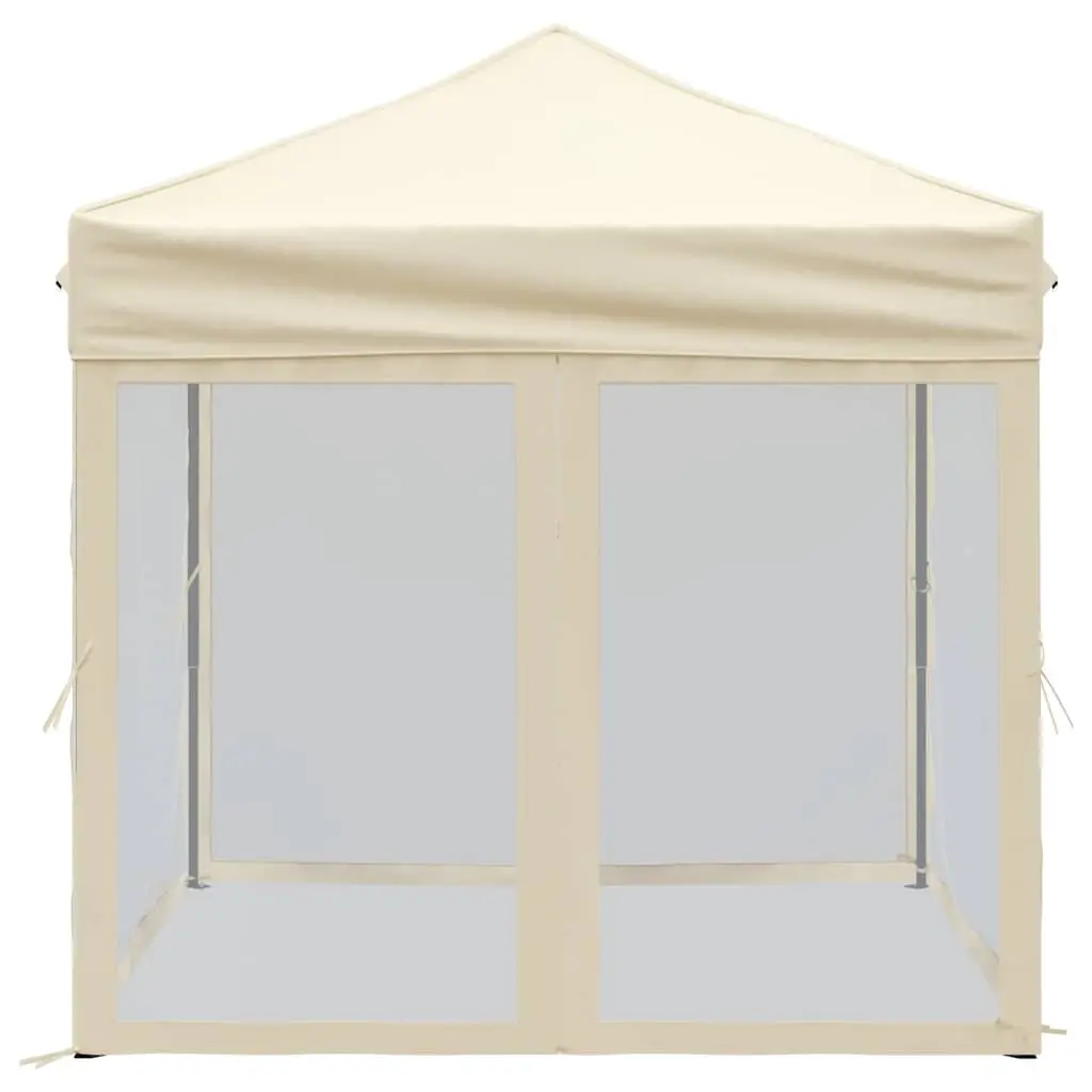 Folding Party Tent with Sidewalls Cream 2x2 m Outdoor Gazebo Canopy