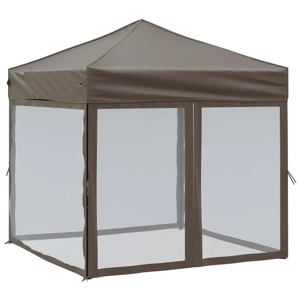 Folding Canopy Tent 210D Oxford Fabric 2x2m Taupe Outdoor Gazebo Sidewalls