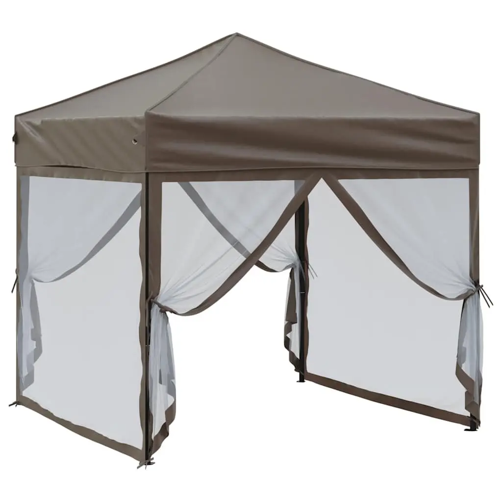 Folding Canopy Tent 210D Oxford Fabric 2x2m Taupe Outdoor Gazebo Sidewalls