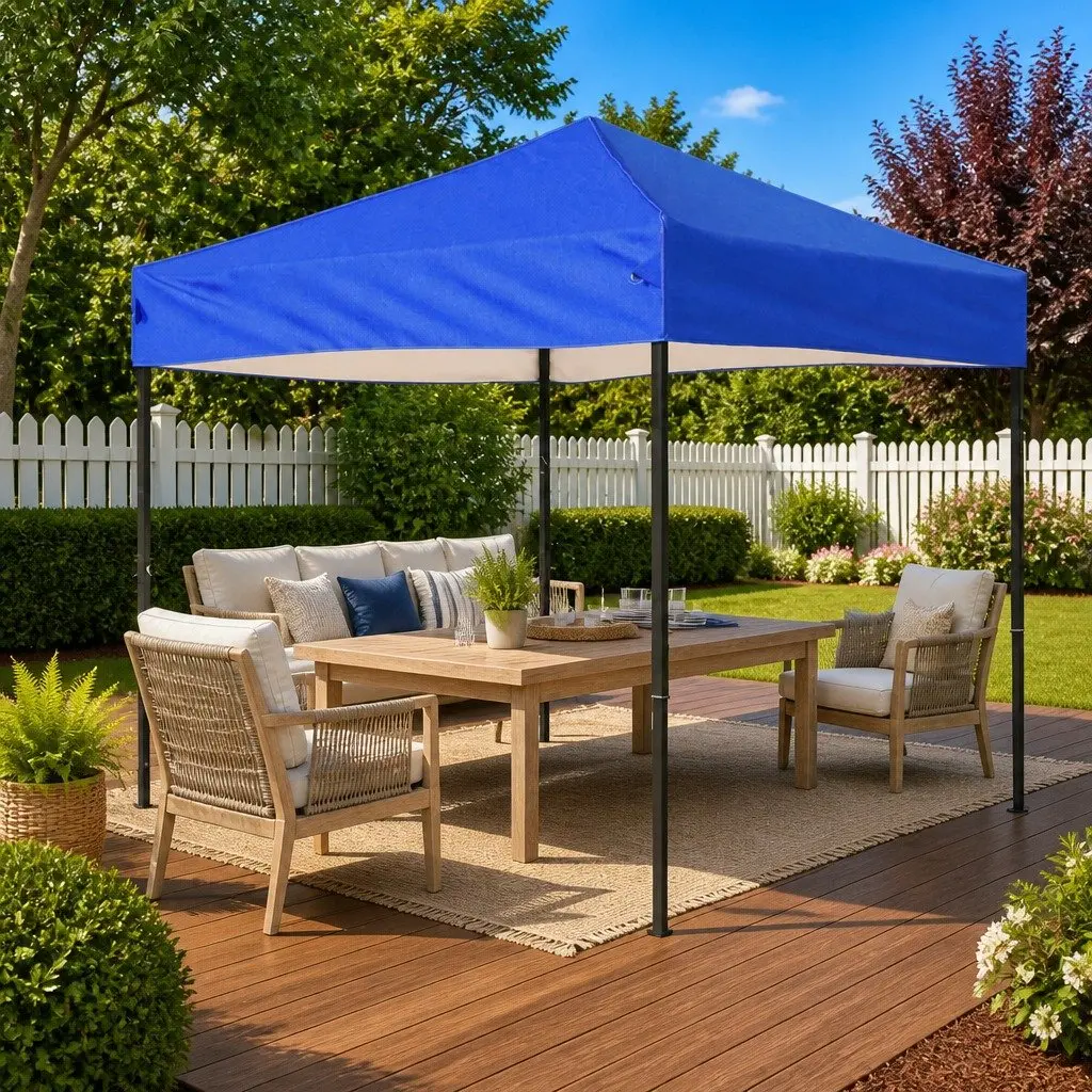 Folding Tent 3x3m Steel Frame Blue Outdoor Canopy Gazebo