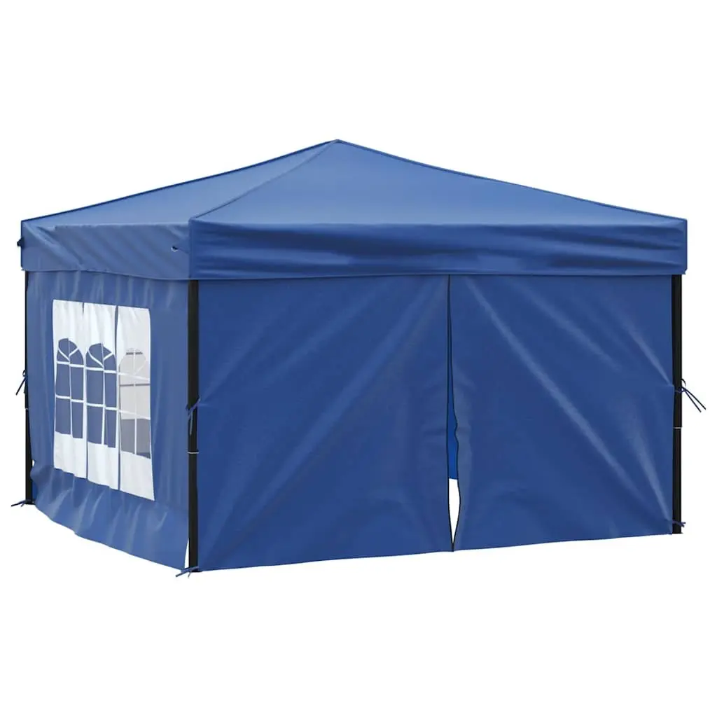 Folding Party Tent 3x3m Steel Frame Blue 210D Oxford Fabric with Sidewalls