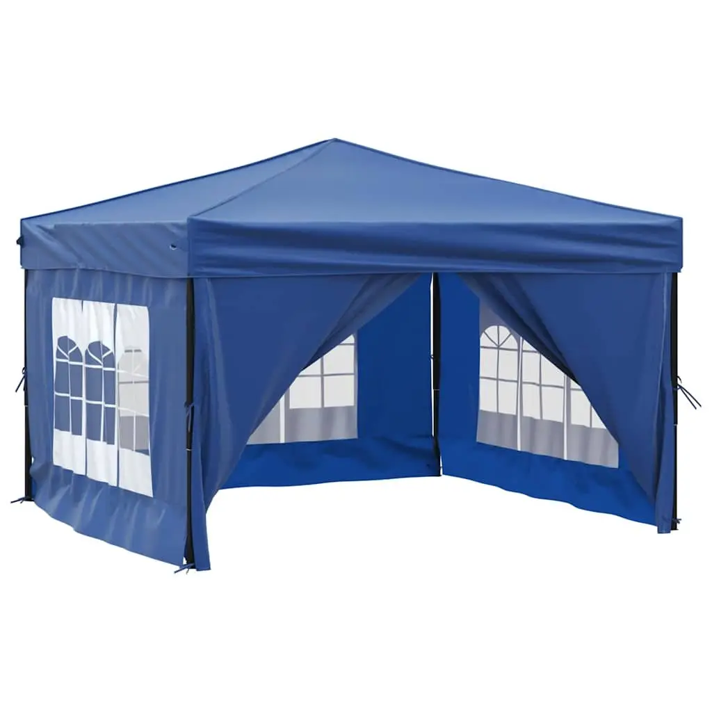 Folding Party Tent 3x3m Steel Frame Blue 210D Oxford Fabric with Sidewalls