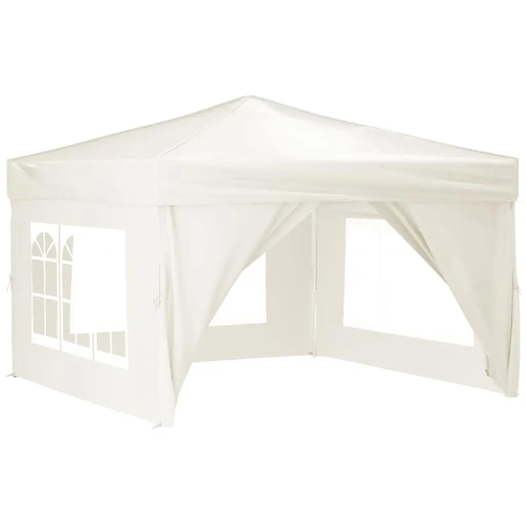 Folding Party Tent 210D Oxford Fabric 3x3 m Cream with Sidewalls