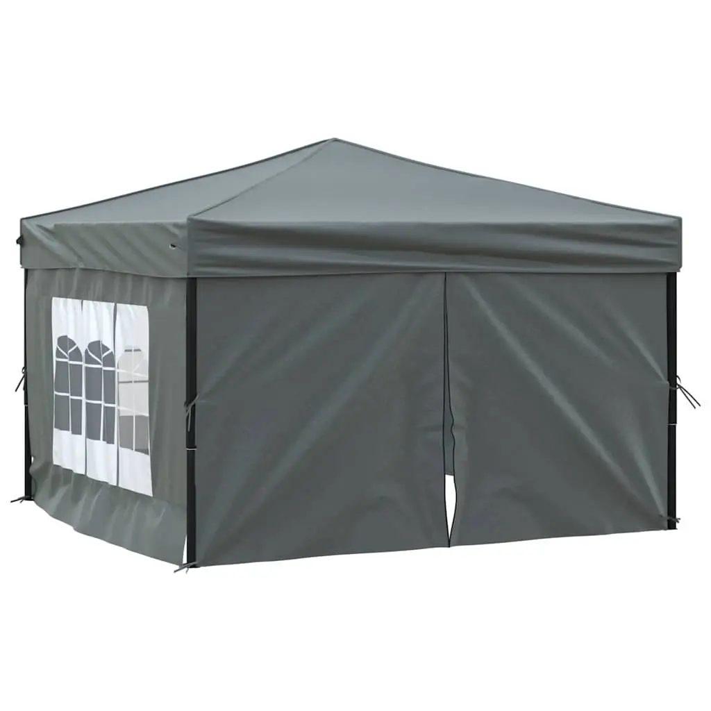 Folding Party Tent 210D Oxford Fabric 3x3m Anthracite Outdoor Canopy Gazebo with Sidewalls