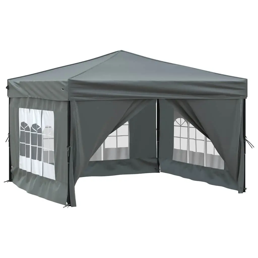 Folding Party Tent 210D Oxford Fabric 3x3m Anthracite Outdoor Canopy Gazebo with Sidewalls