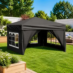 Black 3x3m Portable Gazebo Tent for Gatherings
