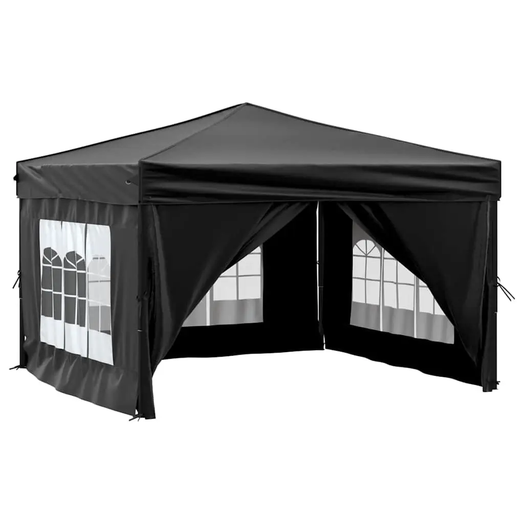 Folding Party Tent 3x3m Steel Frame Black Oxford Fabric Outdoor Gazebo Canopy