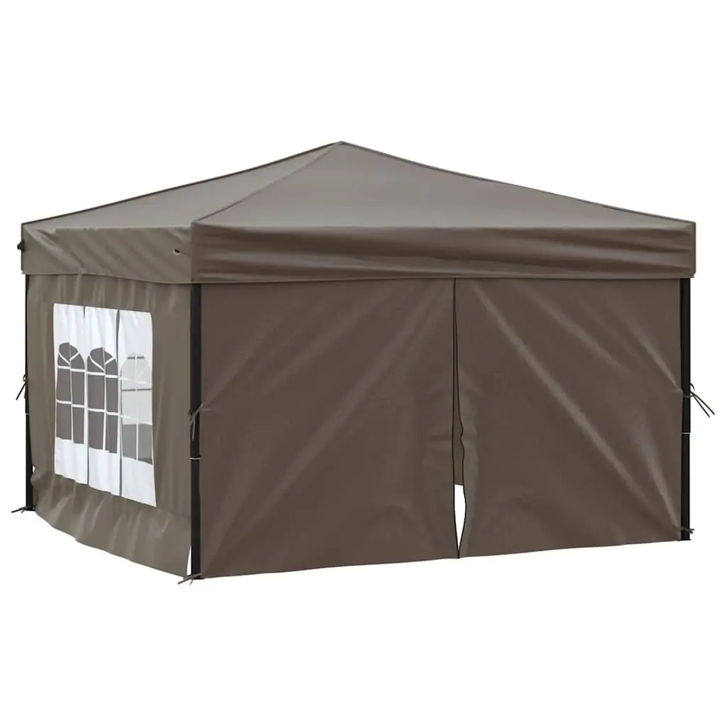 Folding Party Tent 3x3m Steel Taupe Waterproof with Sidewalls