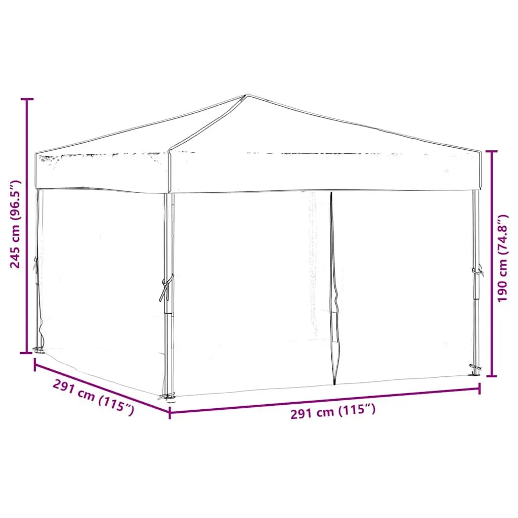 Folding Party Tent 3x3m Steel Taupe Waterproof with Sidewalls