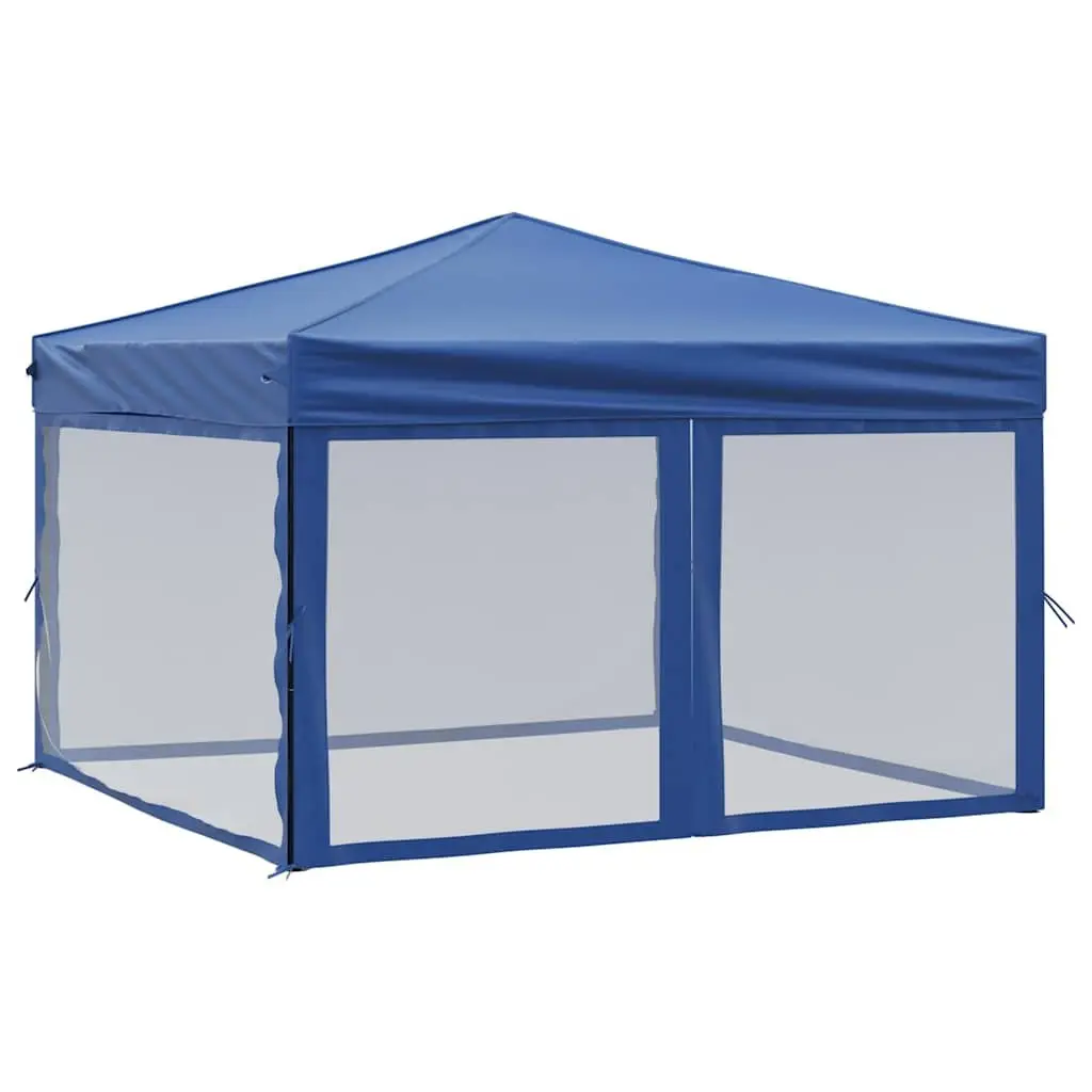 Folding Party Tent 210D Oxford Fabric 3x3 m Blue with Sidewalls