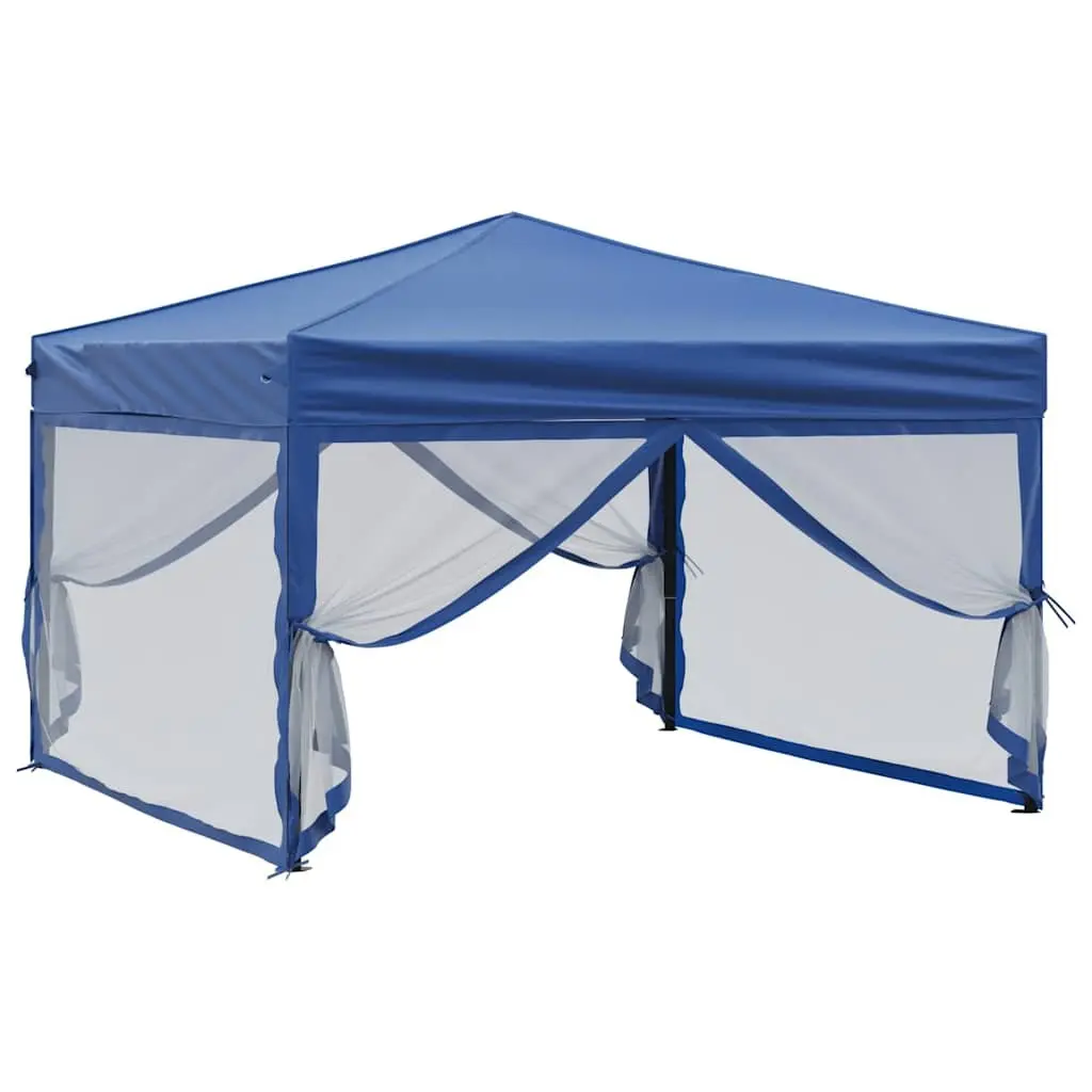 Folding Party Tent 210D Oxford Fabric 3x3 m Blue with Sidewalls