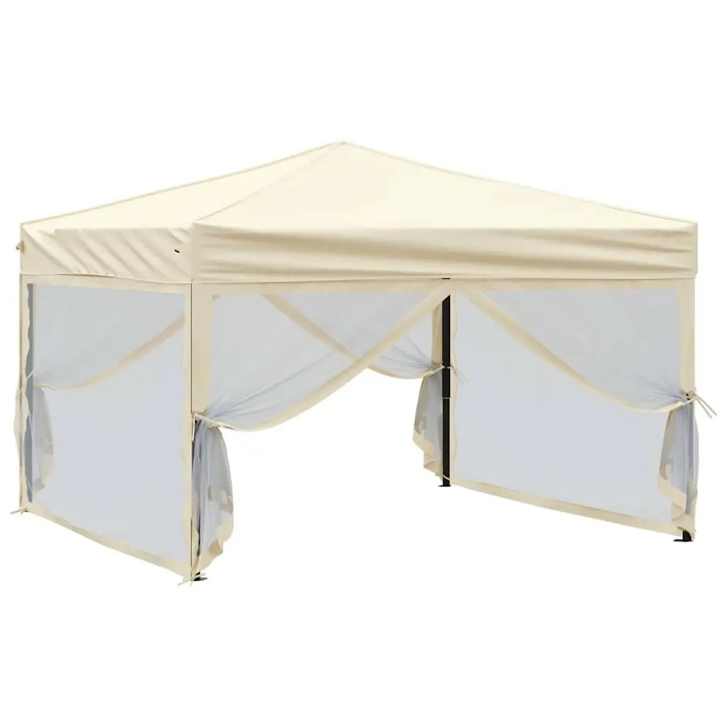 Folding Party Tent Steel 3x3m Cream with Sidewalls