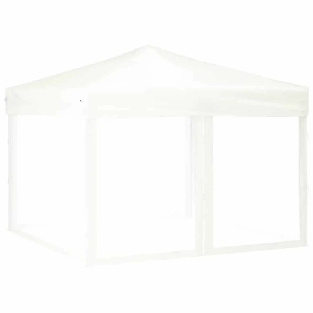 Folding Party Tent 210D Oxford Fabric 3x3m White with Sidewalls