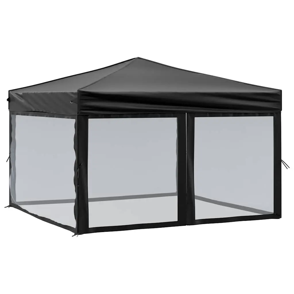 Folding Party Tent 210D Oxford Fabric 3x3m Black Portable Outdoor Canopy Gazebo
