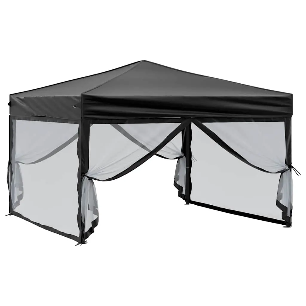 Folding Party Tent 210D Oxford Fabric 3x3m Black Portable Outdoor Canopy Gazebo