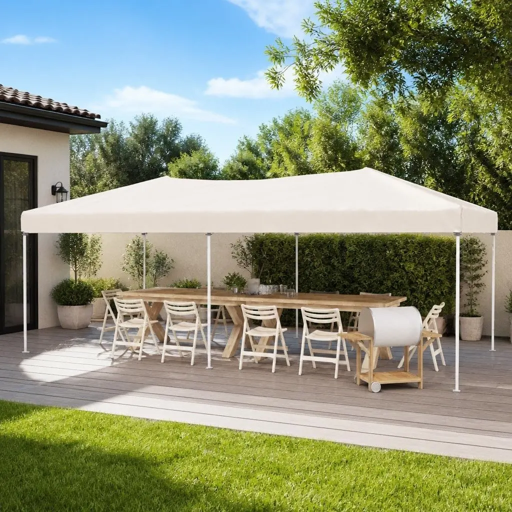 Folding Party Tent Steel 3x6m Cream Outdoor Canopy Gazebo Pavilion