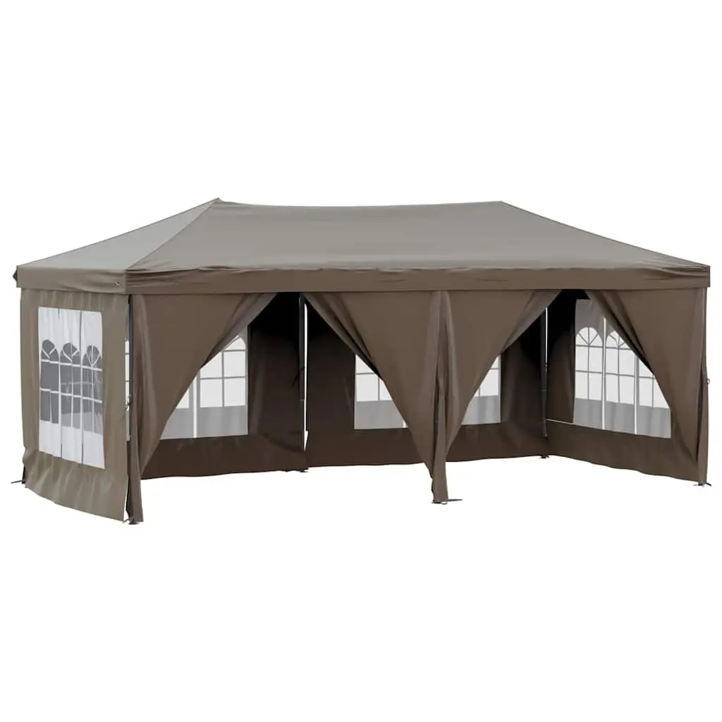 Folding Party Tent 210D Oxford Fabric 3x6m Taupe with Sidewalls
