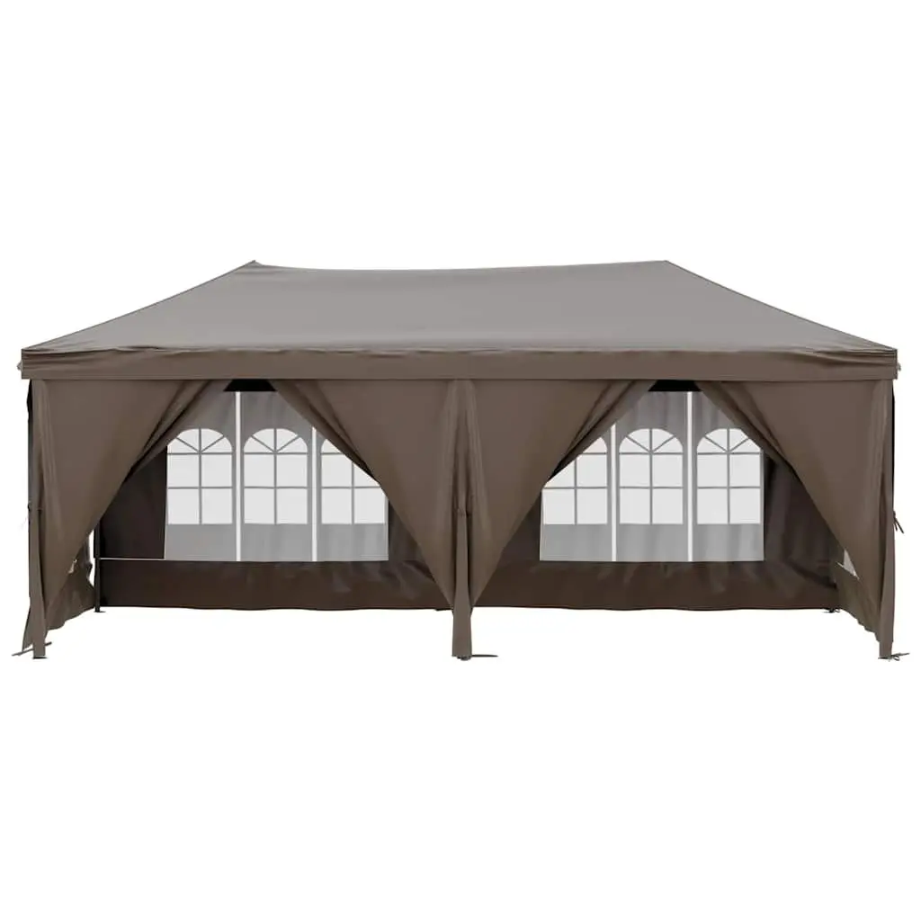 Folding Party Tent 210D Oxford Fabric 3x6m Taupe with Sidewalls