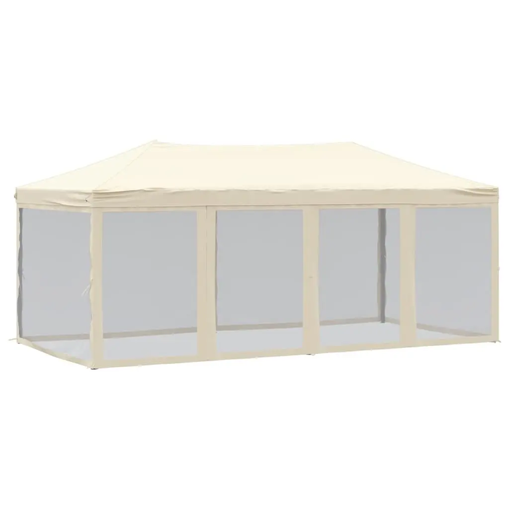 Folding Party Tent Steel 3x6 m Cream with Sidewalls