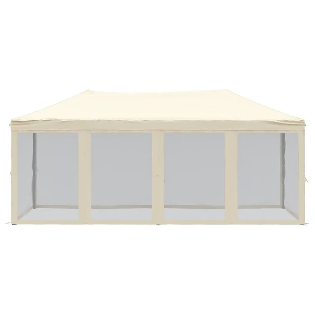 Folding Party Tent Steel 3x6 m Cream with Sidewalls