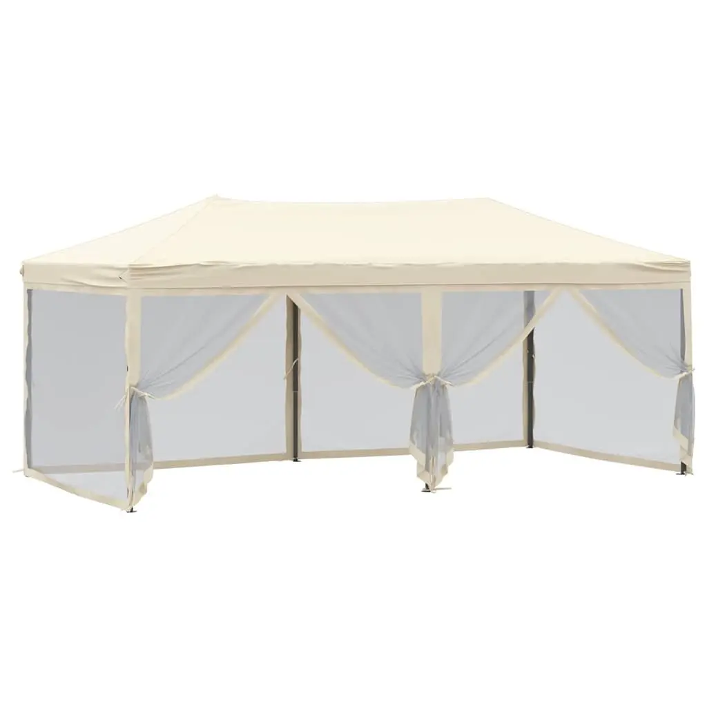 Folding Party Tent Steel 3x6 m Cream with Sidewalls