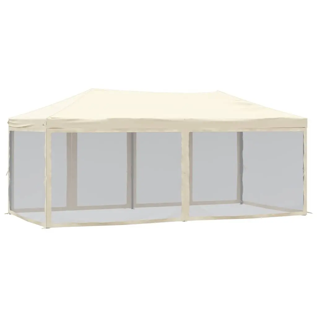 Folding Party Tent Steel 3x6 m Cream with Sidewalls