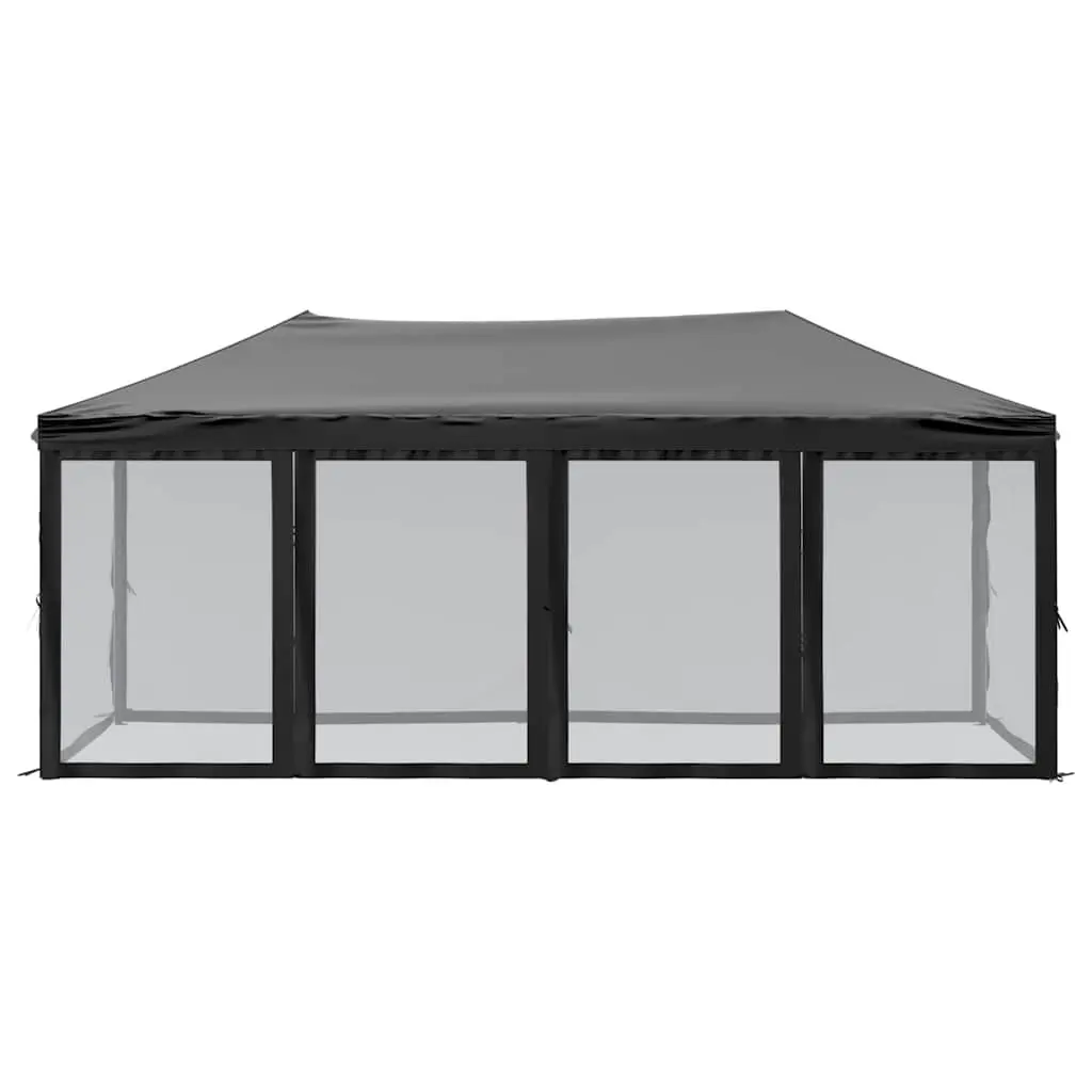 Folding Party Tent 210D Oxford Fabric Black 3x6 m Outdoor Canopy with Sidewalls