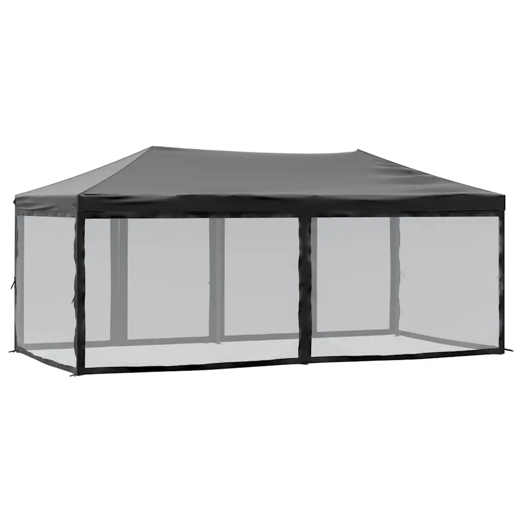 Folding Party Tent 210D Oxford Fabric Black 3x6 m Outdoor Canopy with Sidewalls