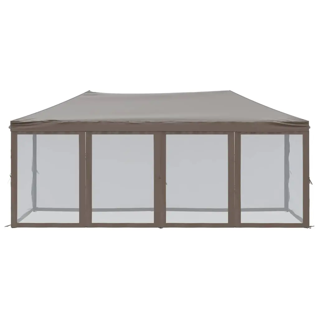 Folding Party Tent Steel 3x6 m Taupe with Sidewalls