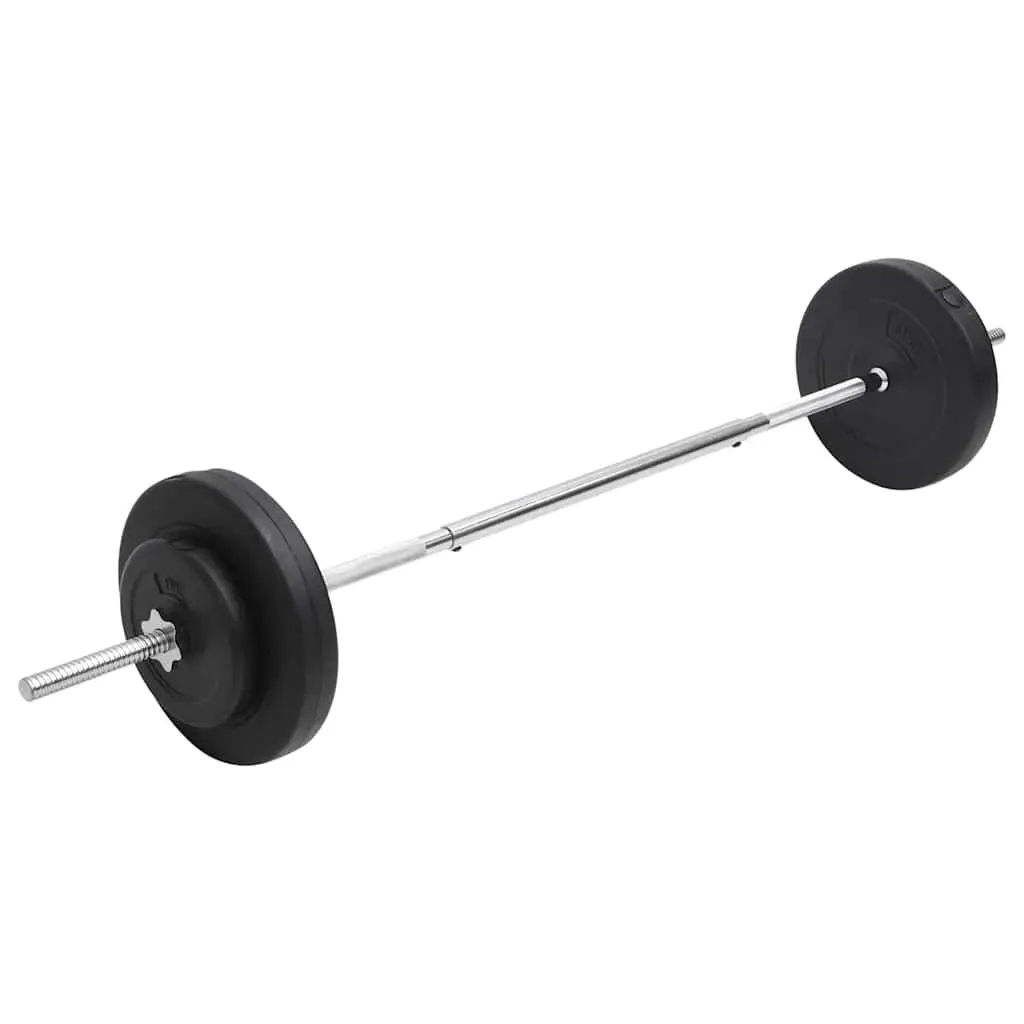 30kg Barbell Set Chrome Plated Steel Red Plates for Weight Training Home Gym Fitness Exercise
