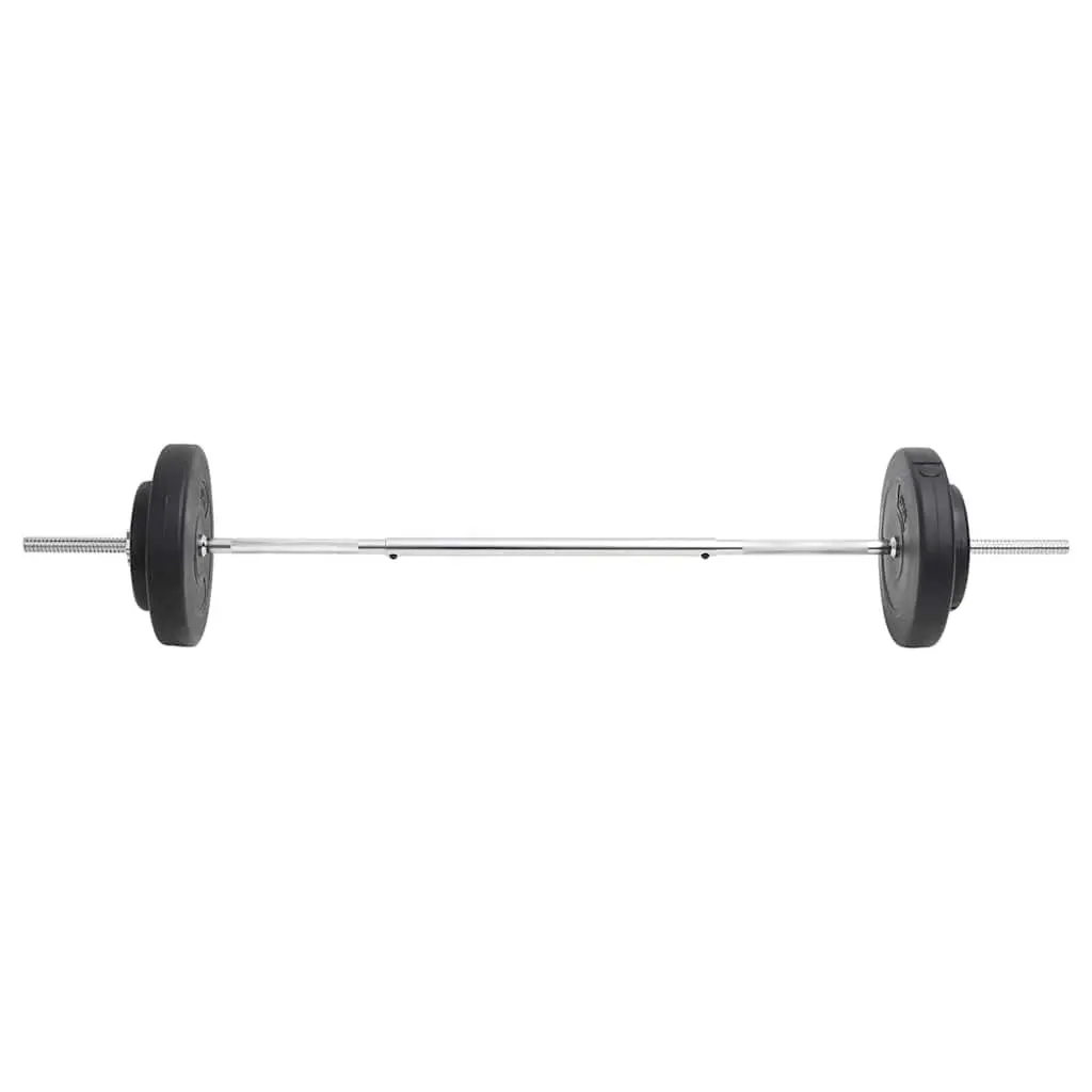 30kg Barbell Set Chrome Plated Steel Red Plates for Weight Training Home Gym Fitness Exercise
