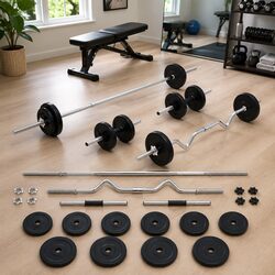 Practical 30kg Barbell and Dumbbell Set for Home Use