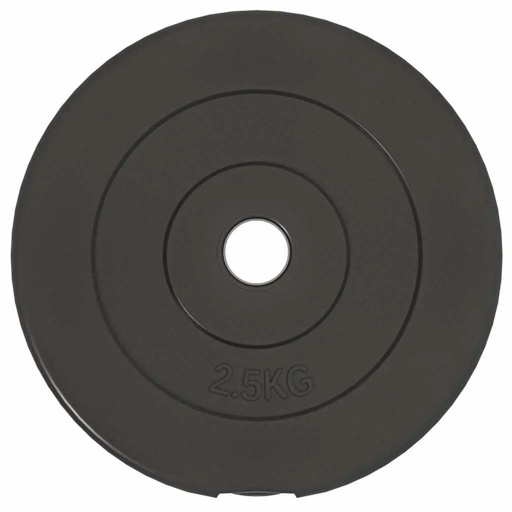 Weight Plates 6 Piece Set Cement Coated 30 kg Dumbbell Barbell Home Gym Black Discs