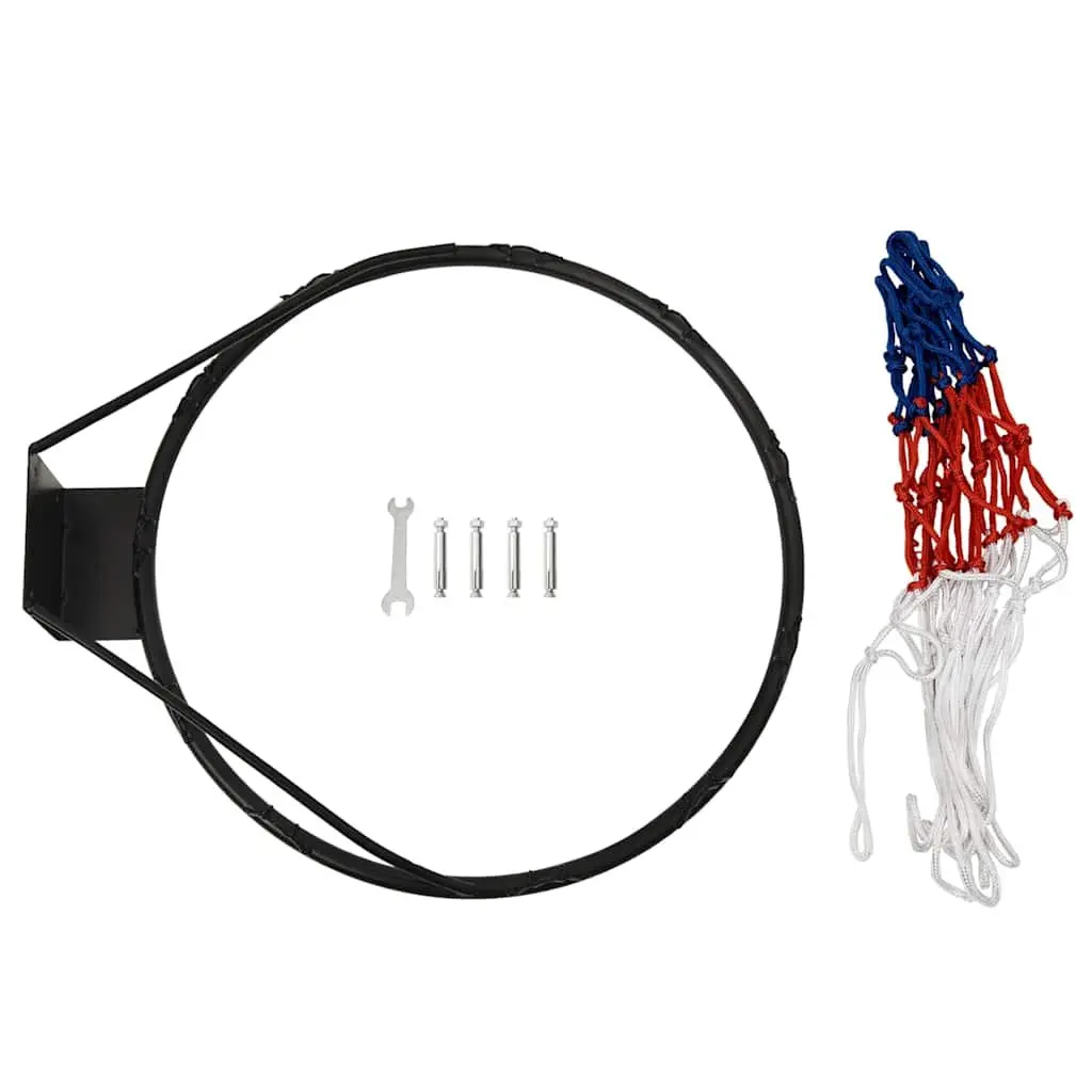 Basketball Rim Steel 45cm Black Wall Mount Indoor Outdoor Hoop