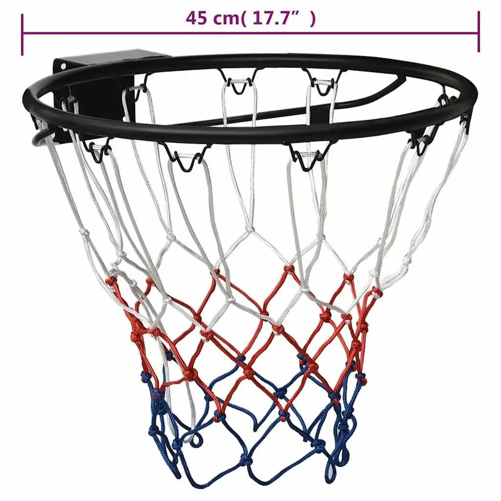 Basketball Rim Steel 45cm Black Wall Mount Indoor Outdoor Hoop